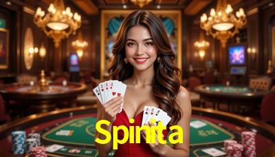 Una escena digital vívida inspirada en casino con Spinita mostrado prominentemente, luces brillantes, fichas, cartas y acentos dorados.